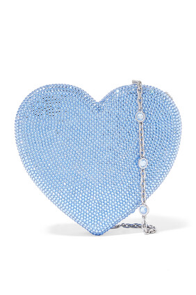Heart Crystal-Embellished Clutch